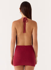 Annalise Beaded Mini Dress - Wine