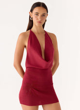 Annalise Beaded Mini Dress - Wine