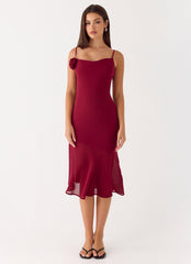 Anne Midi Dress - Deep Red