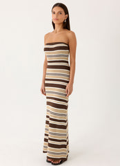 Antonie Knit Maxi Dress - Chocolate Olive Stripe