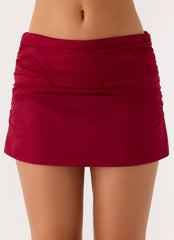 Atenea Organza Mini Skirt - Deep Red