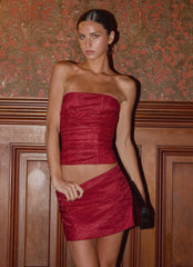 Atenea Organza Mini Skirt - Deep Red