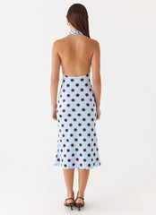 Awuku Midi Dress - Blue Mocha Dot