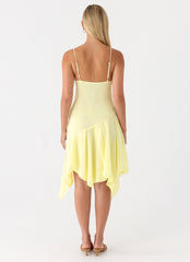 Aysha Beaded Flower Midi Dress - Yellow