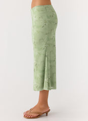 Bahama Low Rise Midi Skirt - Blurred Lime