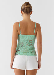 Be Alright Beaded Top - Turquoise
