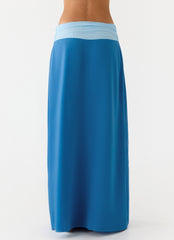 Blushing Bloom Maxi Skirt - Baby Blue