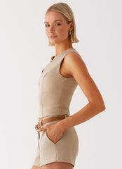 Bonny Fitted Top - Brown