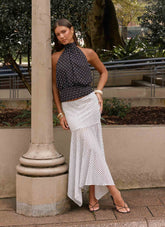 Buffy Maxi Skirt - White Polkadot