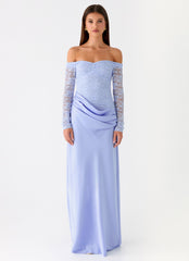 Burke Off Shoulder Maxi Dress - Blue