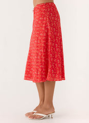 Calia Midi Skirt - Magenta Red Rose