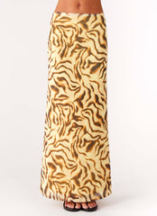Call Me Low Rise Maxi Skirt - Yellow Zebra