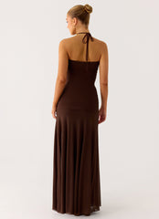 Callie Ruched Maxi Dress - Chocolate