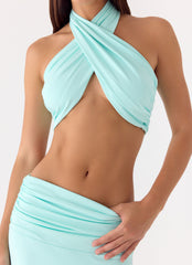 Coletta Wrap Top - Aqua