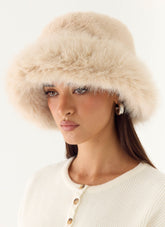 December Bliss Faux Fur Hat - Cream