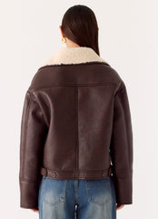 Demine Double Faced Short Coat - Chocolate