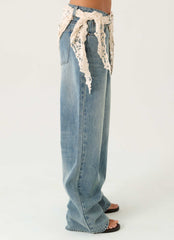 Elaris Scarf Low Rise Denim Jeans - True Denim
