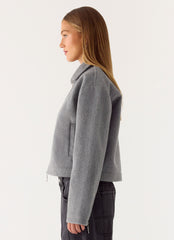 Enzo Faux Wool Jacket - Grey
