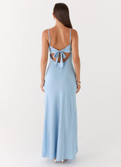 Flora Satin Maxi Dress - Ice Blue