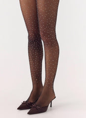 Frosted Kisses Diamonte 12 Denier Stockings - Black Silver Sparkle