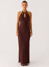 Harlyn Halter Maxi Dress - Chocolate