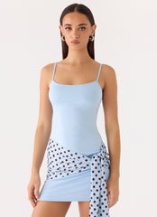 Hypnosis Mini Dress - Blue Mocha Dot