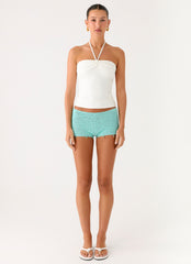 Idalia Beaded Crochet Shorts - Blue