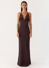 Indya Halter Maxi Dress - Chocolate