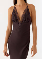 Indya Halter Maxi Dress - Chocolate