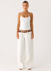 Johnny Low Rise Wide Leg Denim Jeans - White