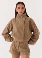 Marlow Faux Suede Jacket - Taupe