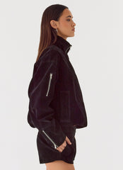 Marlow Faux Suede Jacket - Black