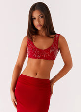 Mercer Sequin Bralette - Red