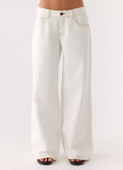 Neo Low Rise Wide Leg Denim Jeans - Ivory