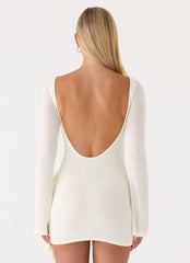 Niella Long Sleeve Wrap Mini Dress - Ivory