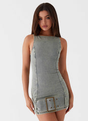 Dark Matter Mini Dress - Washed Denim