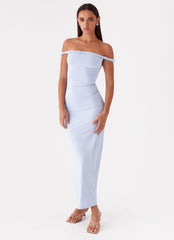 Arabella Twist Shoulder Maxi Dress - Blue