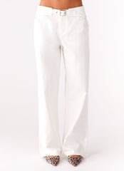Texas Low Rise Denim Jeans - White