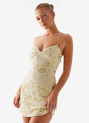 Vietta Sequin Cami Micro Mini Dress - Yellow