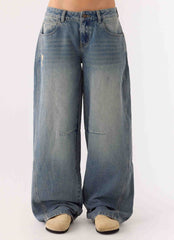 Waylon Low Rise Denim Jeans - Mid Wash Blue