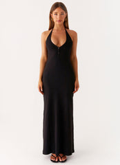 Yaselle Button Front Maxi Dress - Black