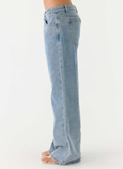 Aesha Low Rise Denim Jeans - Light Denim
