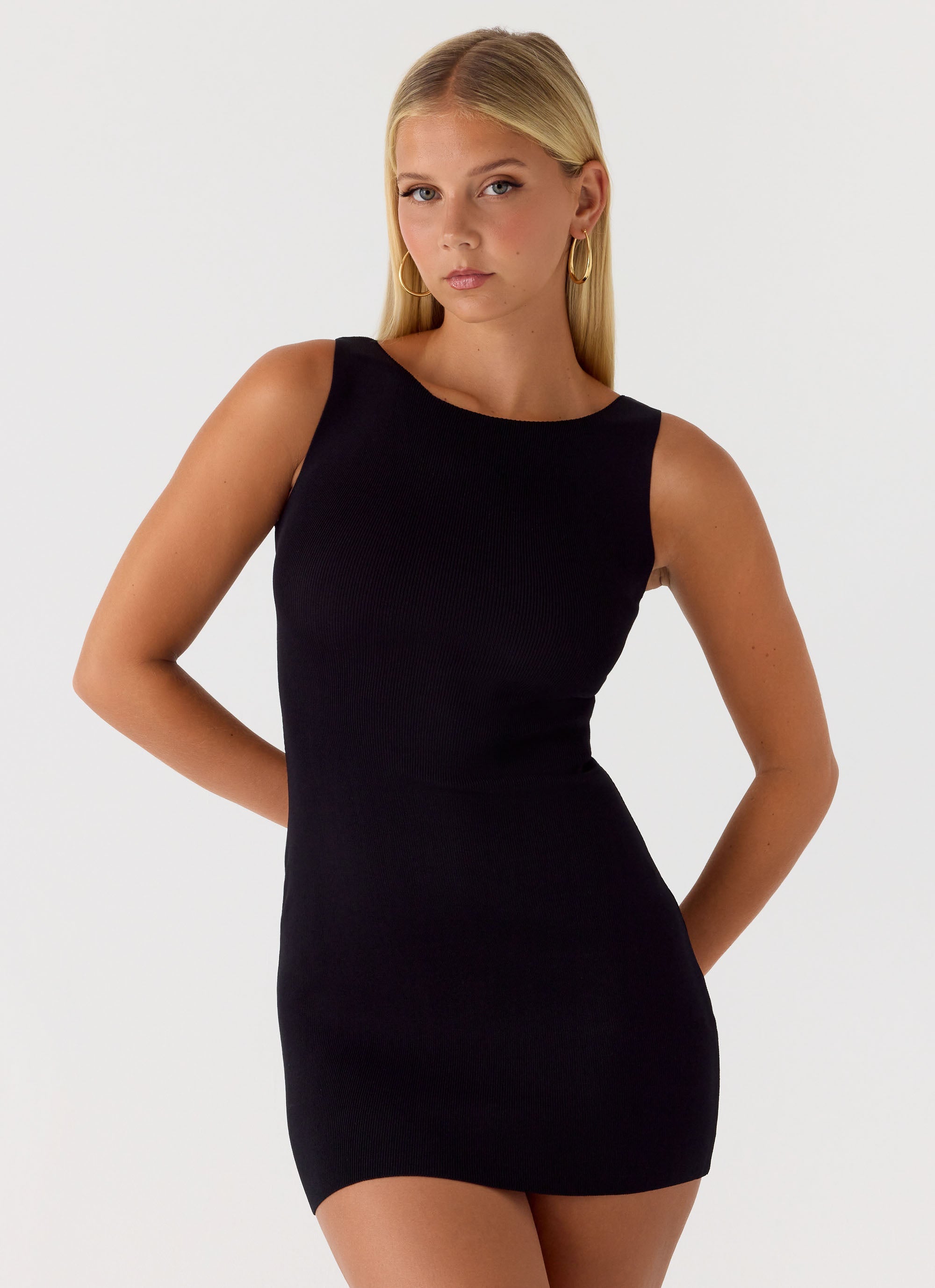 Amaris Knit Mini Dress - Black