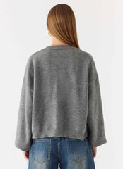 Annie One Button Cardigan - Marle Grey
