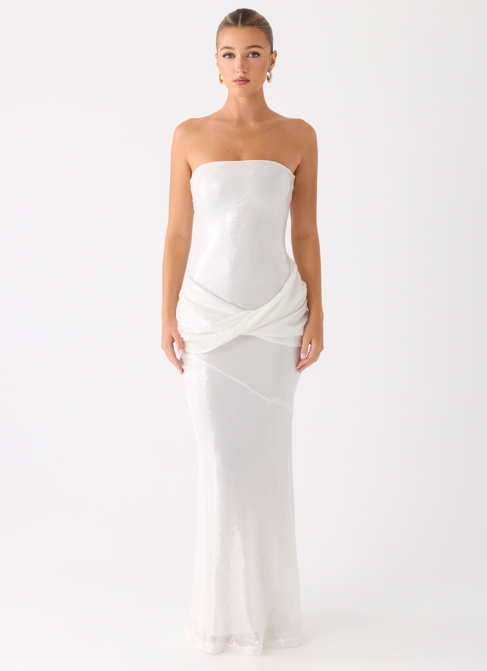 Anticipating Sequin Maxi Dress - White