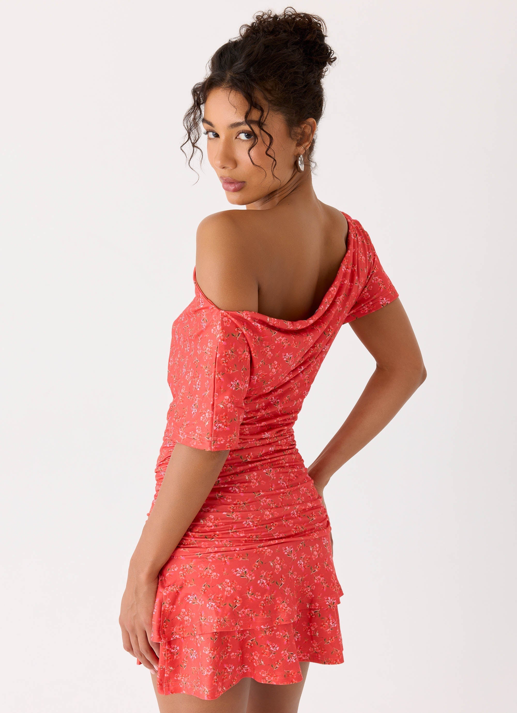 Antonie Mini Dress - Magenta Red Rose