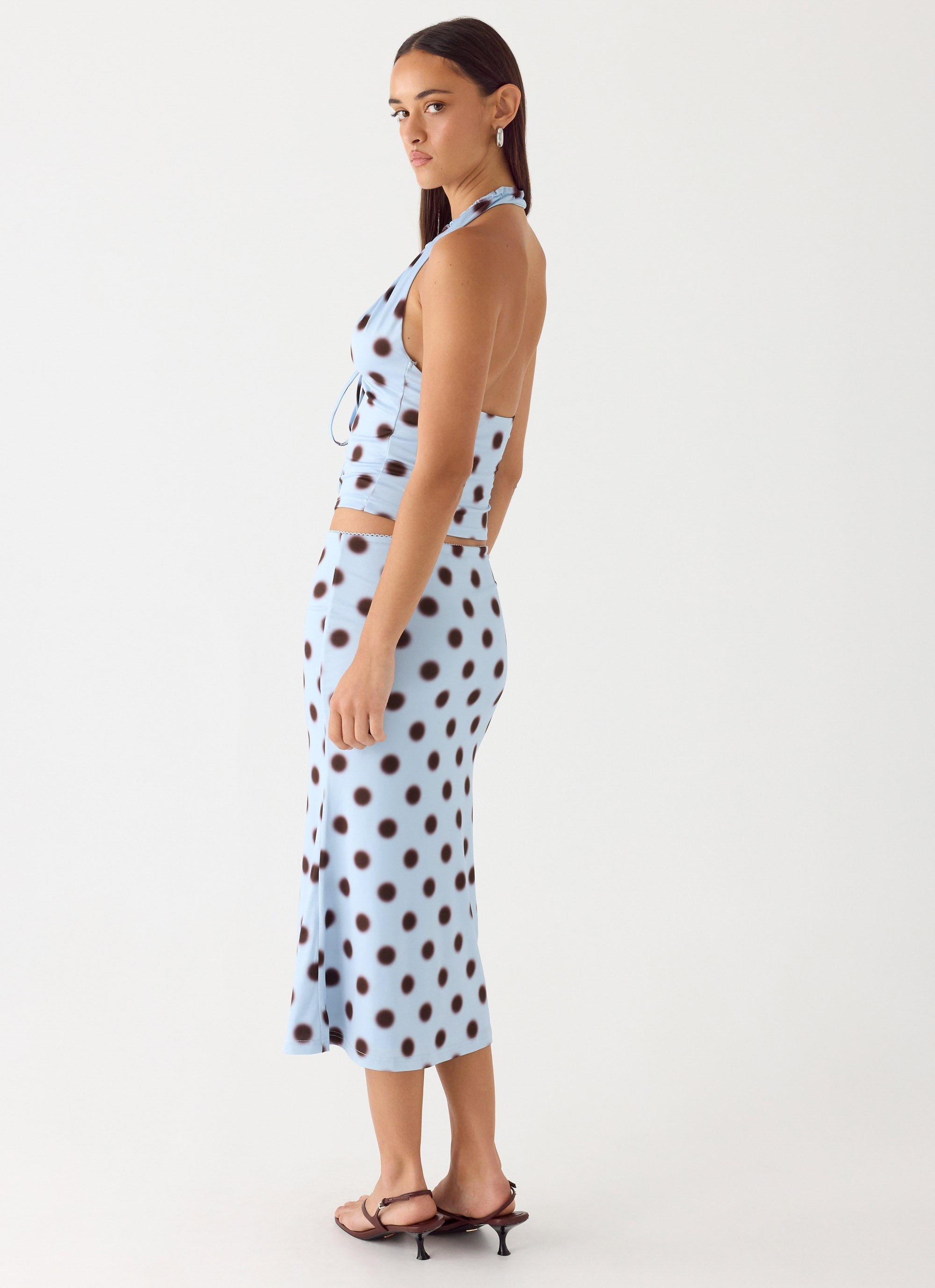 Ask You Twice Top - Blue Mocha Dot