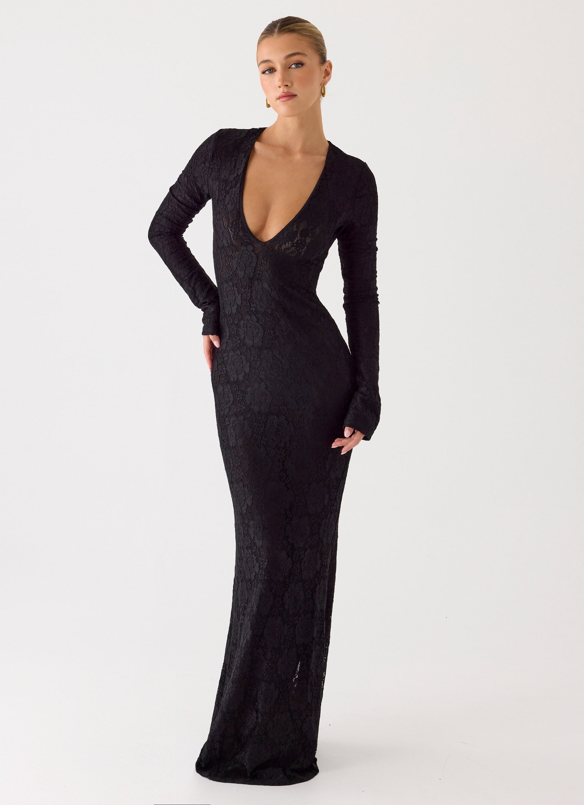 Astoria Long Sleeve Maxi Dress - Black