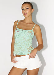 Be Alright Beaded Top - Turquoise