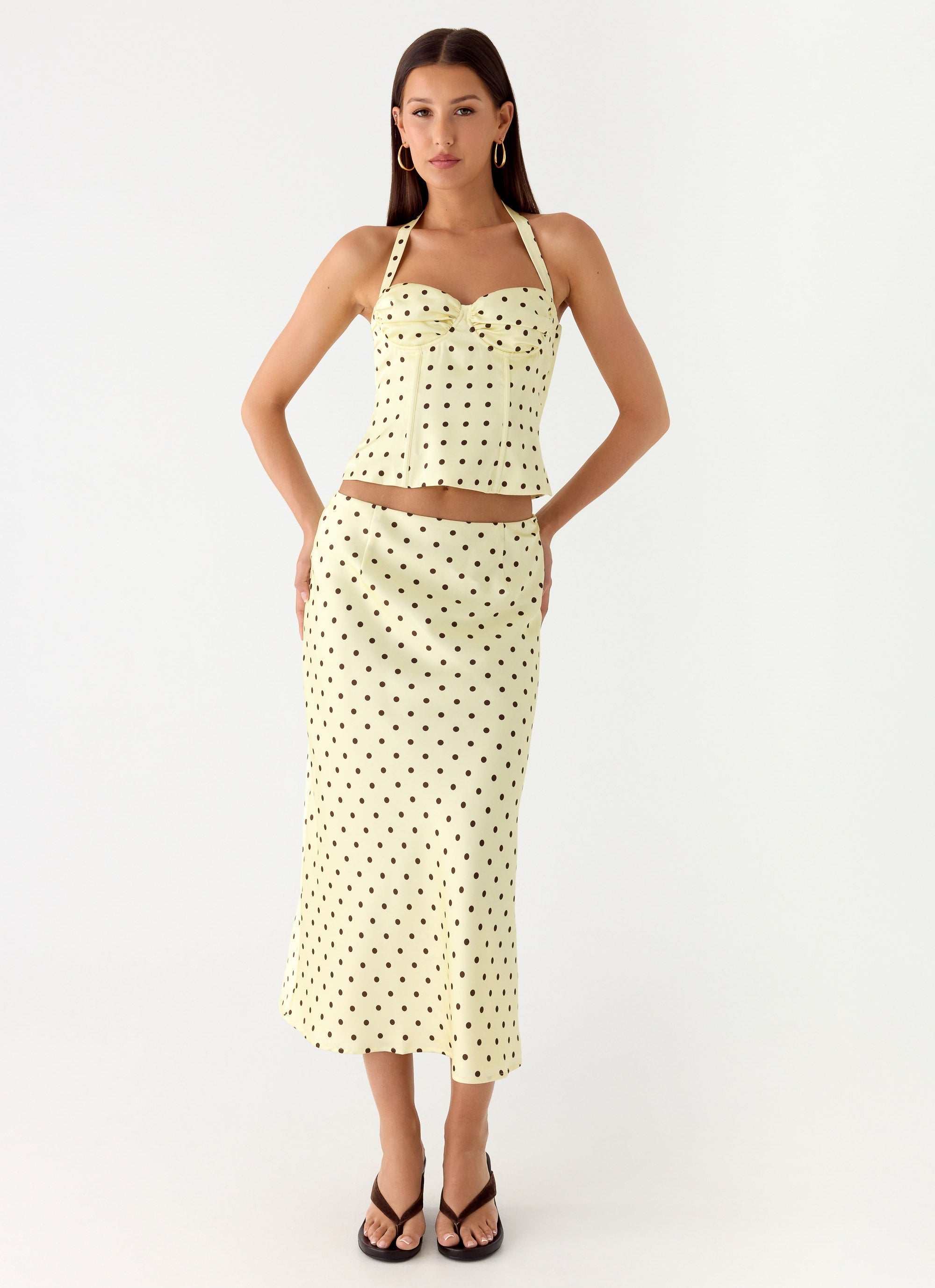 Breanne Top - Yellow Polka Dot